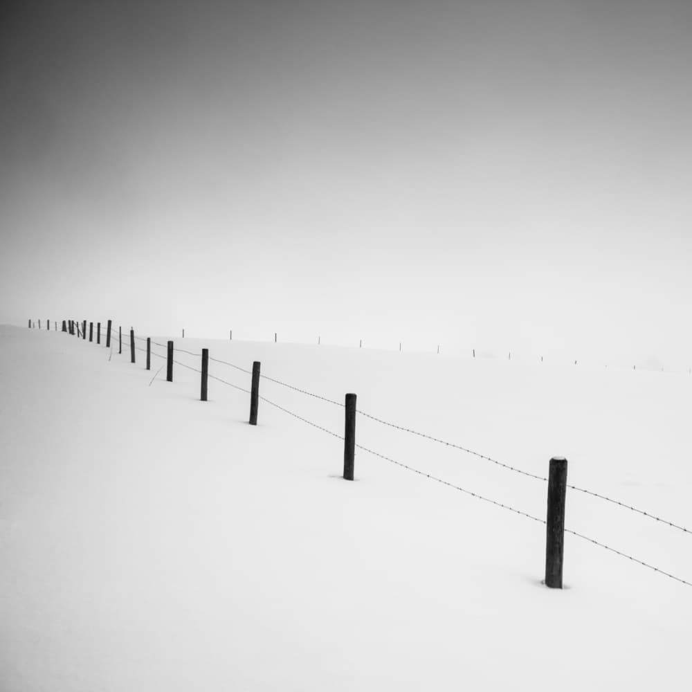 Minimal Winter Fence by Robert Kuavi — canvas wall art