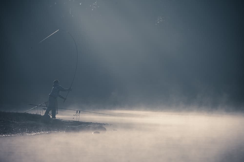 Misty Morning Fisherman by Robert Adamec — canvas wall art