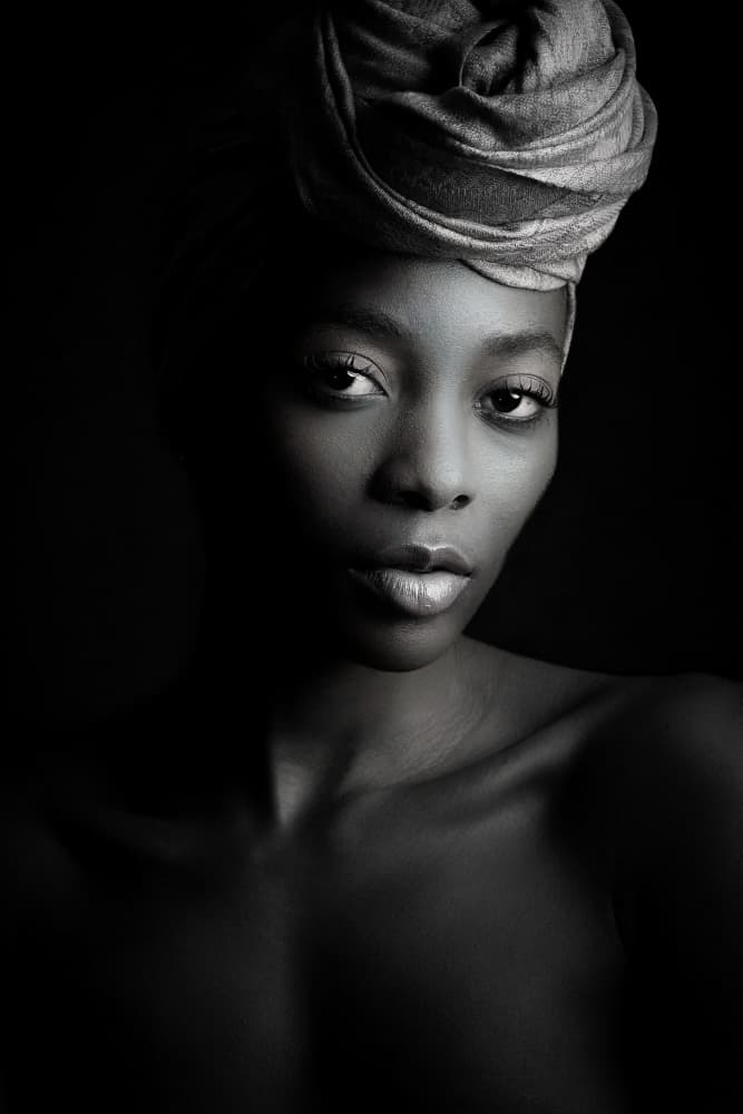 Elegant Headwrap Portrait by Ruth Franke — canvas wall art