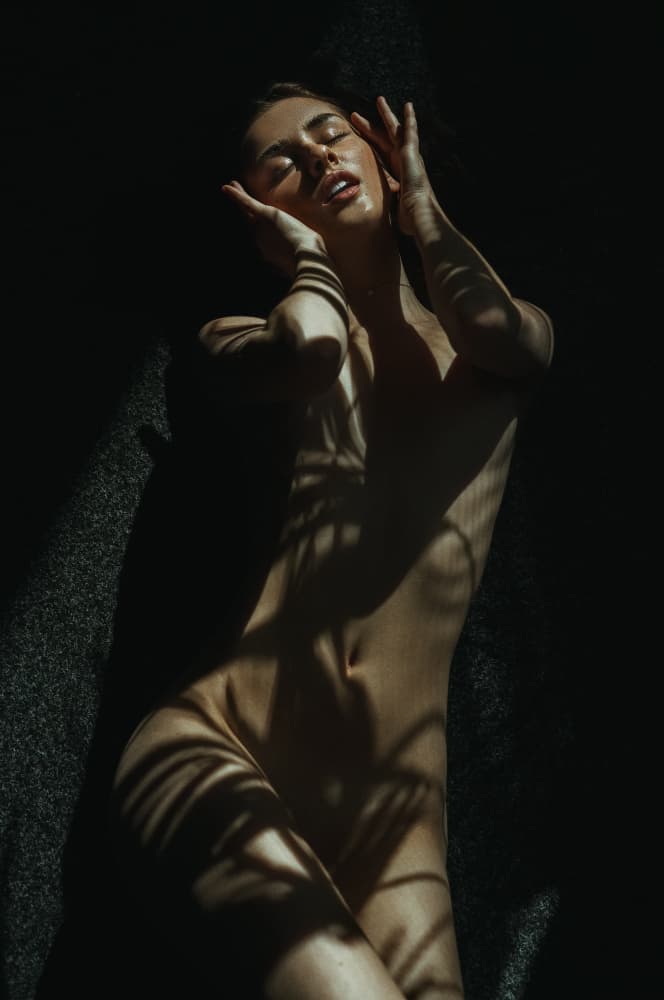 Nude Figure Palm Shadows by Martin Krystynek MQEP — canvas wall art