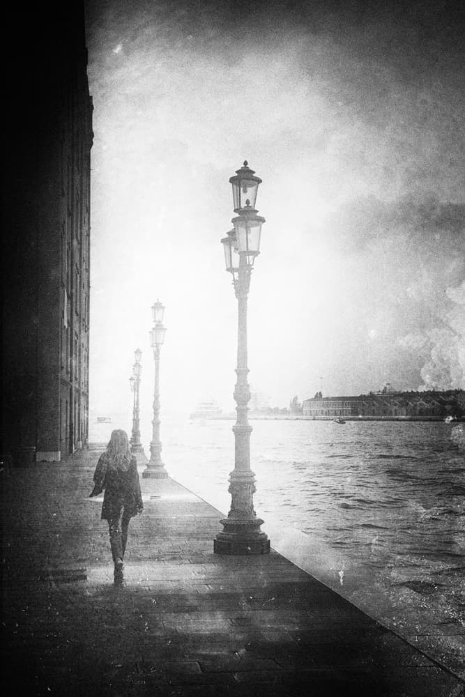 Misty City Promenade by Enrico Facchetti — canvas wall art