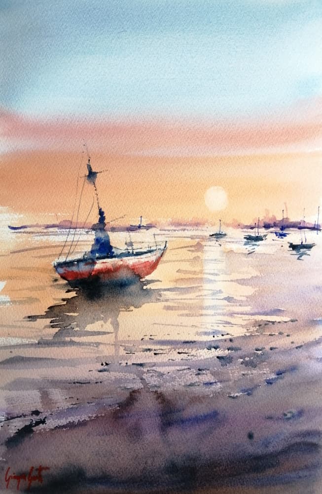 Golden Hour Boat by Giorgio Gosti — canvas wall art
