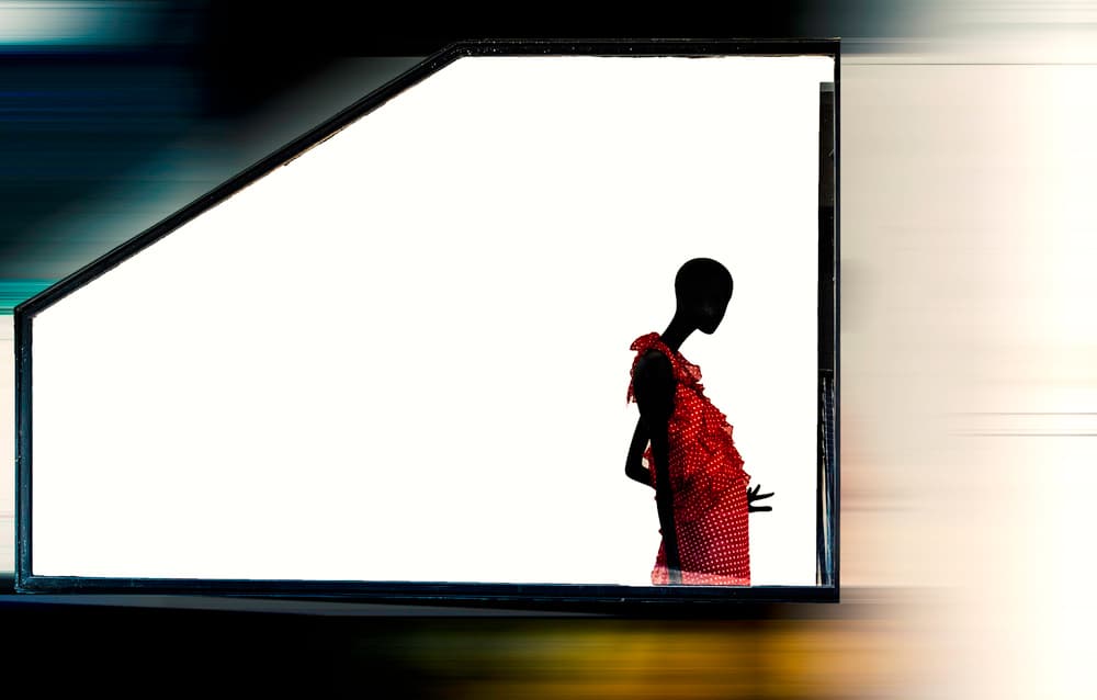 Red Dress Silhouette by RABIA BASHA ARTIST — canvas wall art