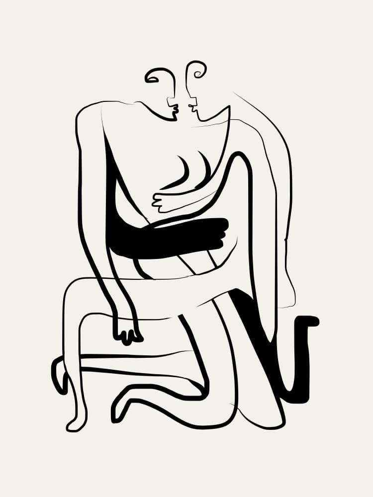Abstract Loving Embrace by Little Dean — canvas wall art