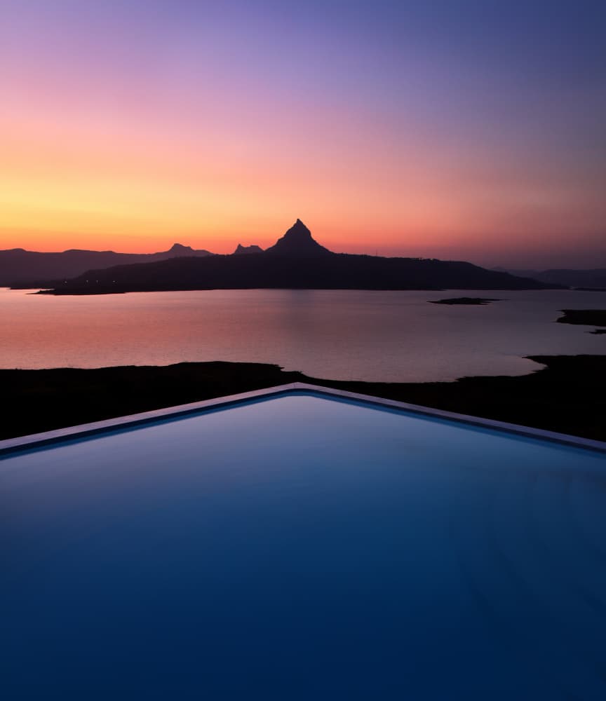 Serene Sunset Infinity Pool by Rudra Sen — canvas wall art