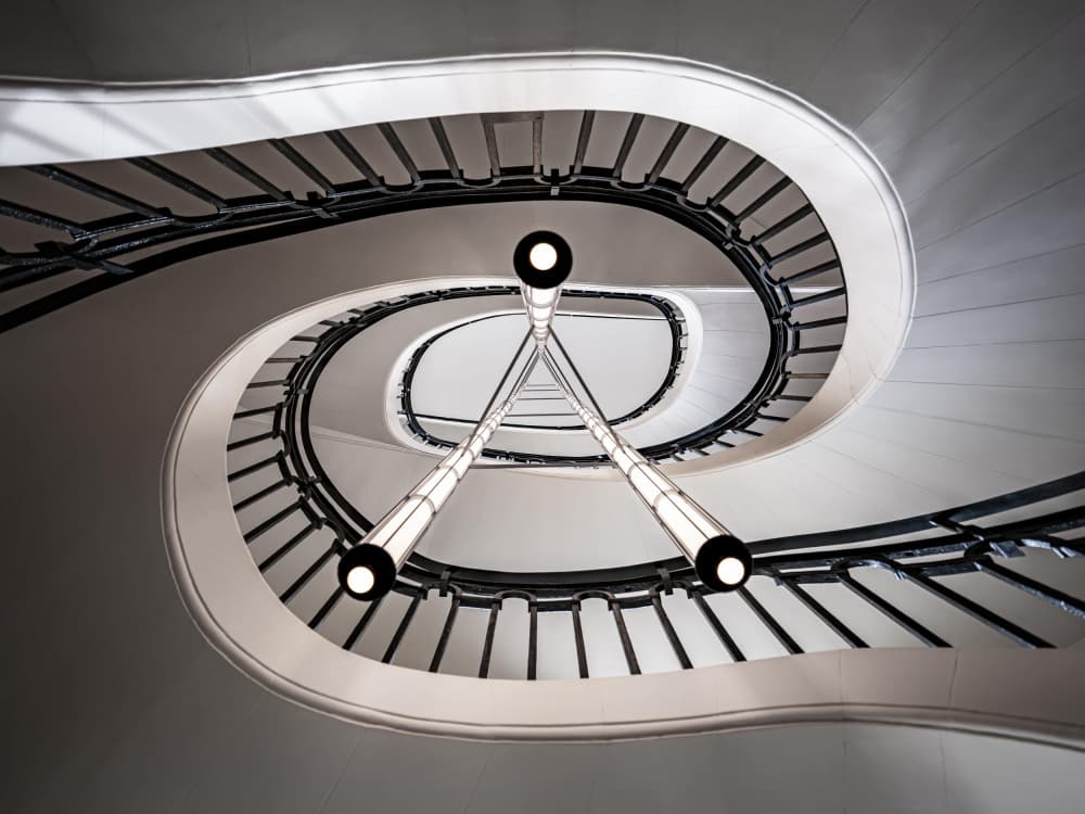 Elegant Spiral Staircase Light by Frank Hinsberger — canvas wall art