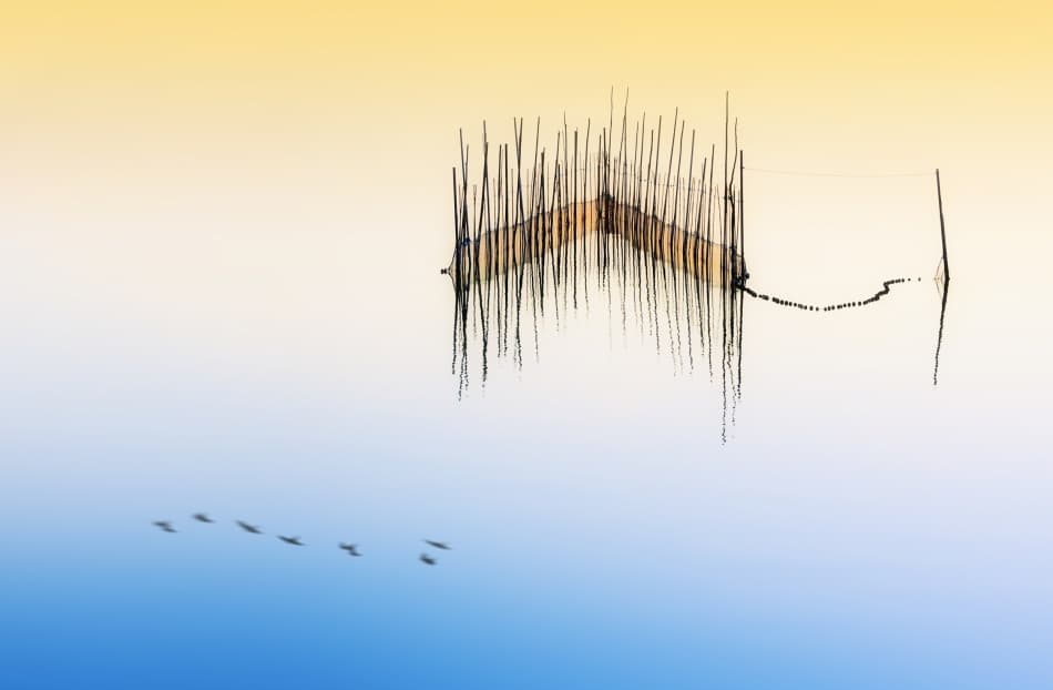 Serene Water Fishing Poles by Juan Luis Duran — canvas wall art