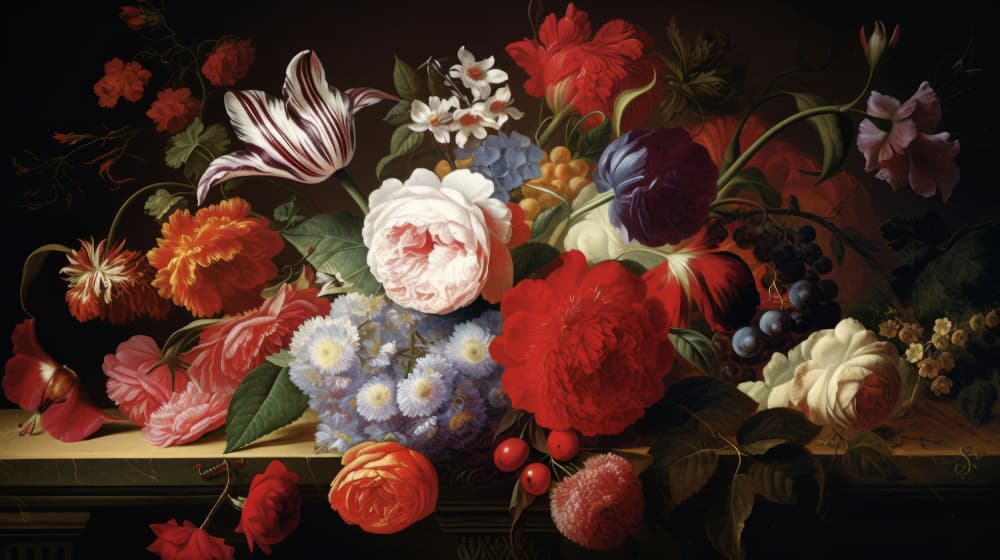 Opulent Floral Still Life by Bilge Paksoylu — canvas wall art