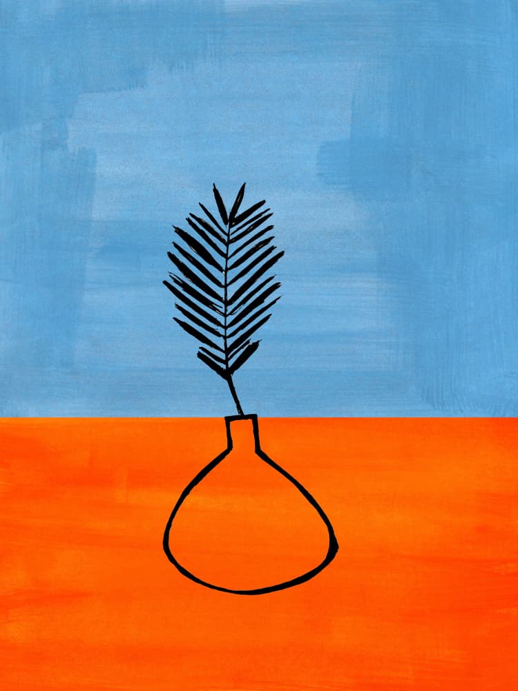 Modern Palm Leaf Vase by Ejaaz Haniff — canvas wall art