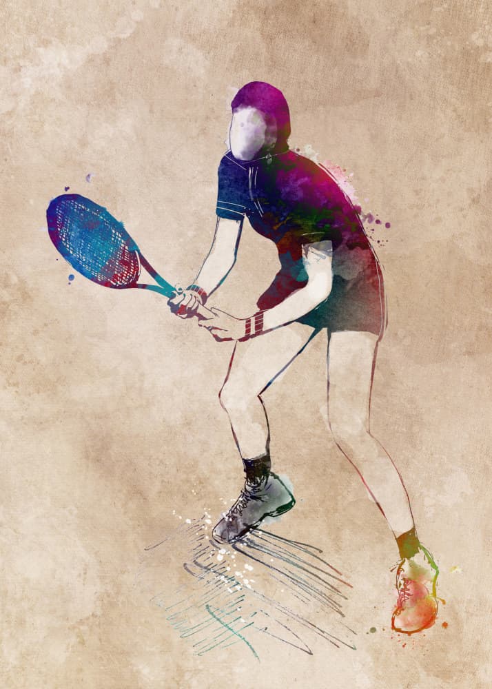 Watercolor Tennis Action by Justyna Jaszke — canvas wall art