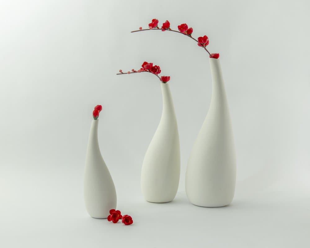 Red Vases and Blooms by Louie Luo — canvas wall art