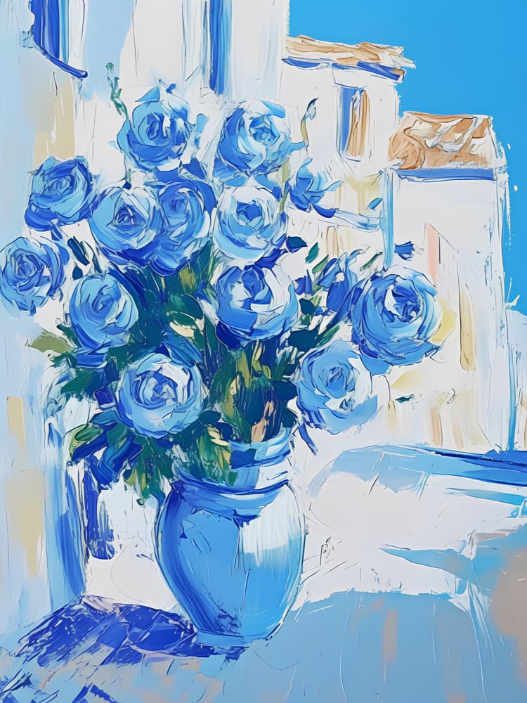 Mediterranean Blue Roses by Avanesova Elena — canvas wall art