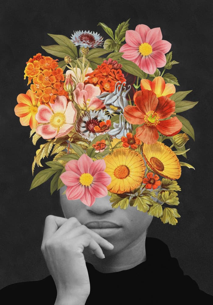Surreal Floral Portrait by Frida Floral Studio — canvas wall art