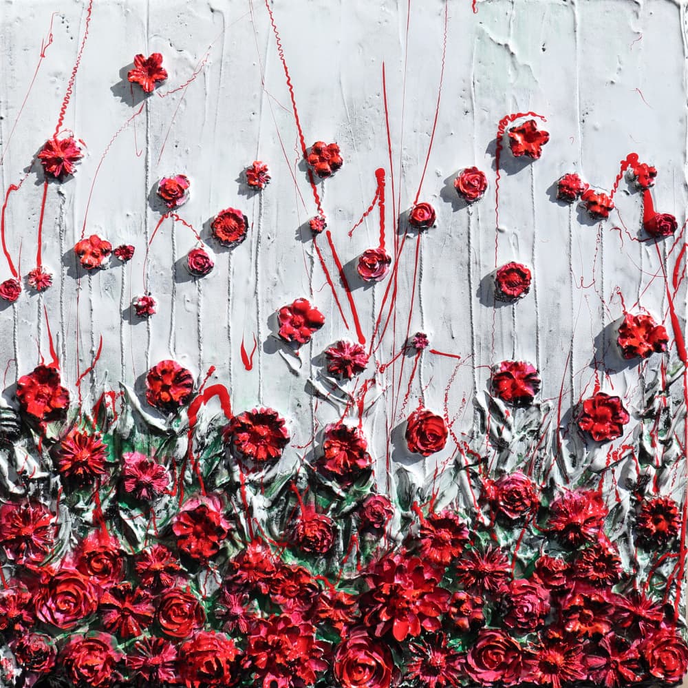 Vibrant Red Flowers by Donatella Marraoni — canvas wall art