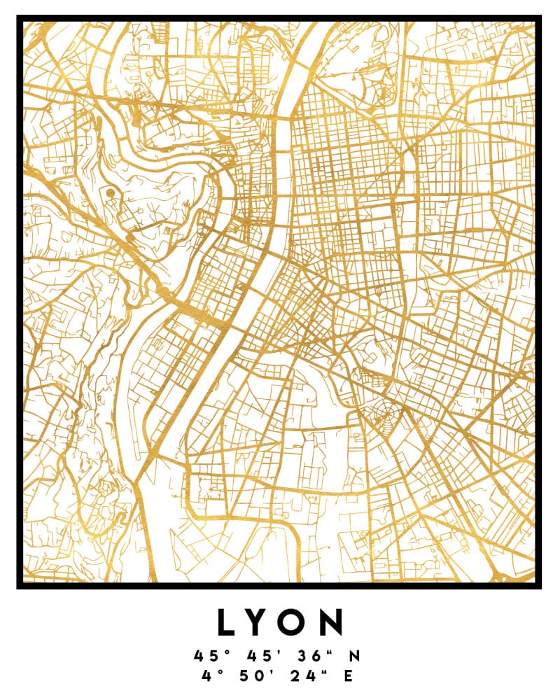 Golden Lyon City Map by Emiliano Deificus — canvas wall art