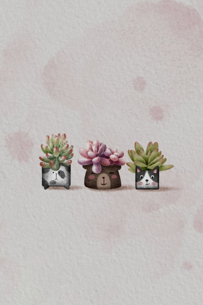 Cute Animal Succulents by Xuan Thai — canvas wall art