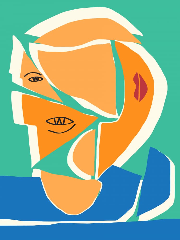 Colorful Cubist Face by Little Dean — canvas wall art