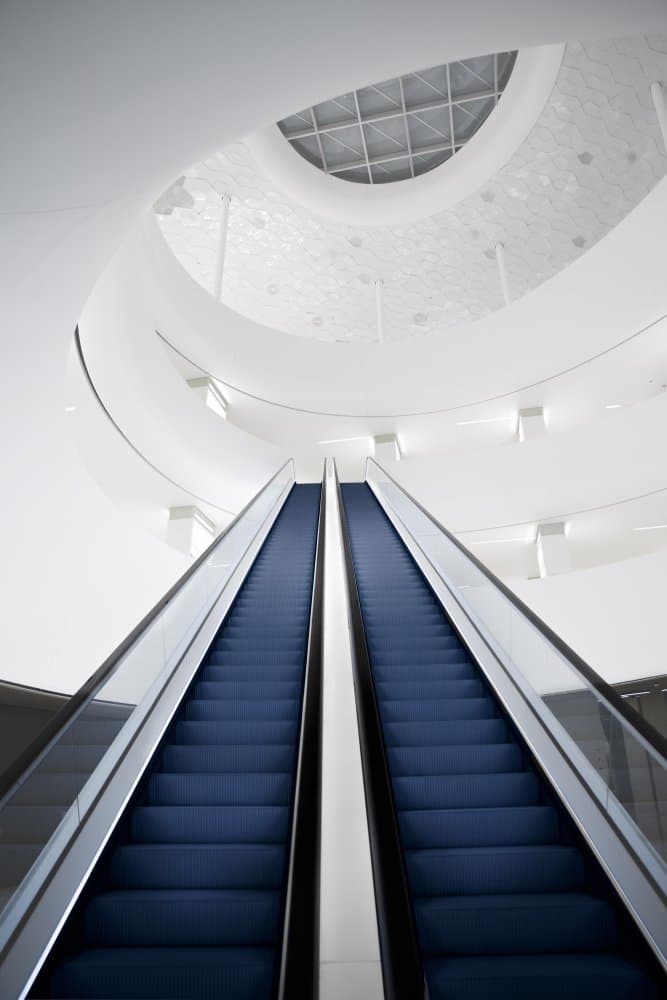 Bright Modern Escalators by Xavier A — canvas wall art