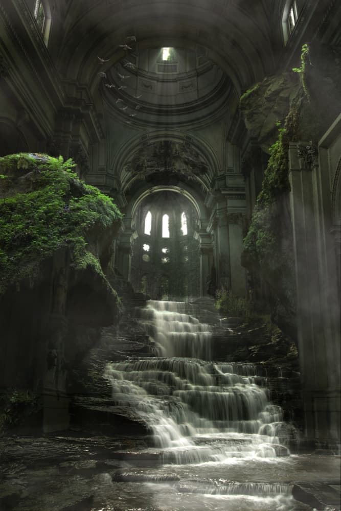 Nature Reclaims Ancient Temple by Marcel Egger — canvas wall art