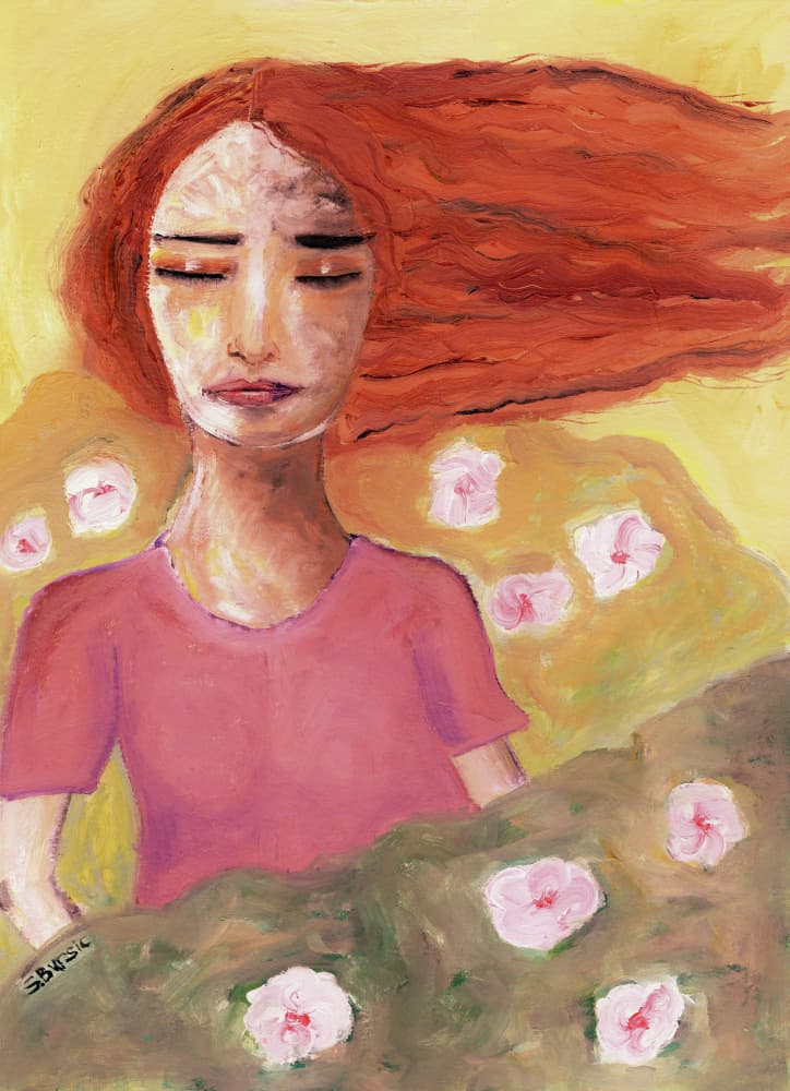 Serene Red-Haired Dream by Sharyn Bursic — canvas wall art