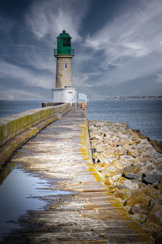 Green Lighthouse Pier by Isabelle DUPONT — canvas wall art