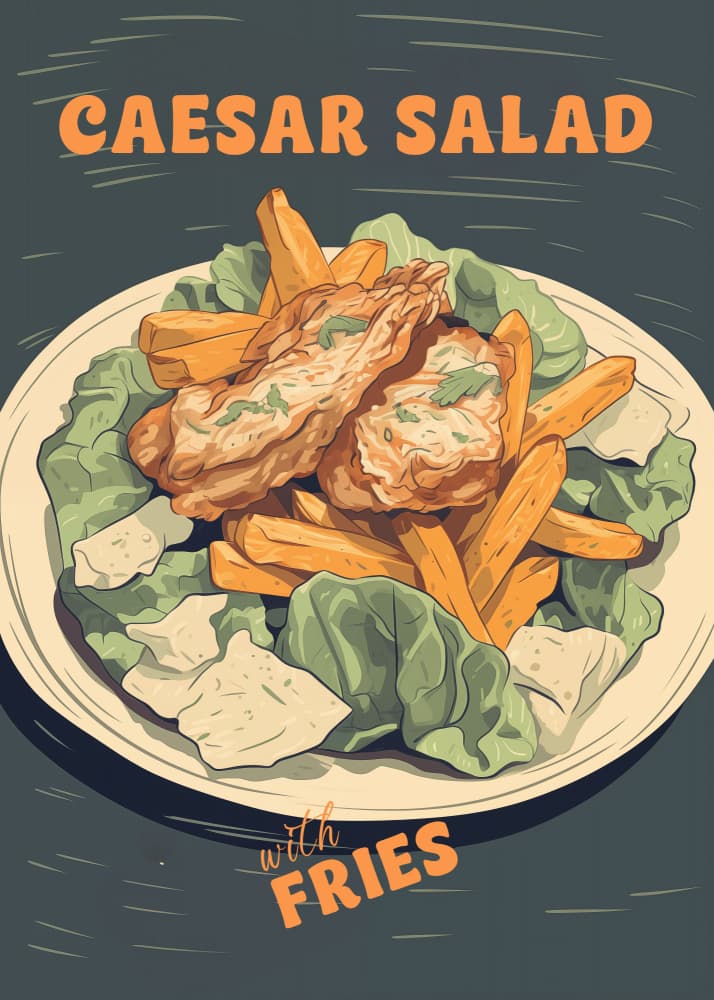 Caesar Salad And Fries by Andreas Magnusson — canvas wall art