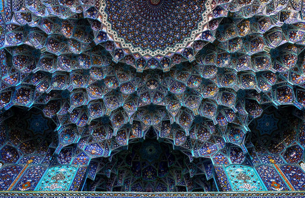 Blue Islamic Ceiling Patterns by Poorya Rafiezade — canvas wall art