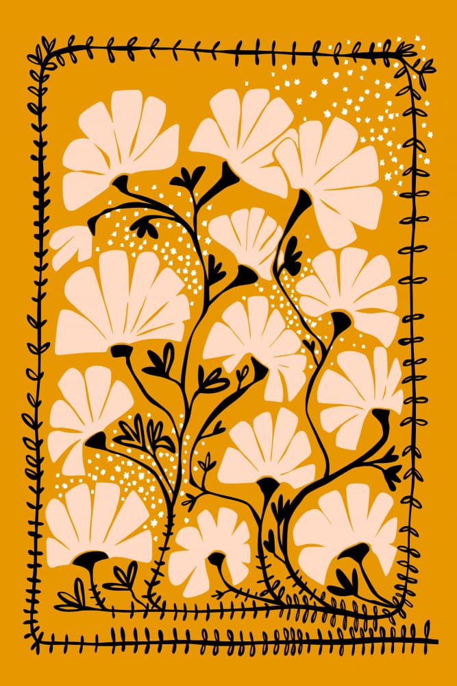 Bohemian Orange Flowers by Annick — canvas wall art