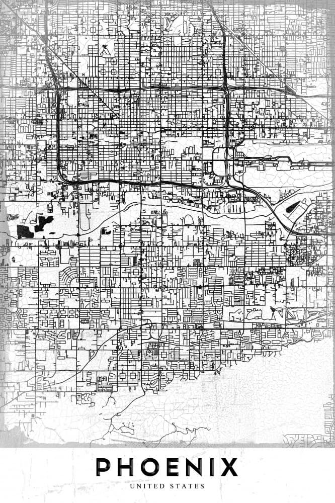 Phoenix Street Map by StudioSix — canvas wall art