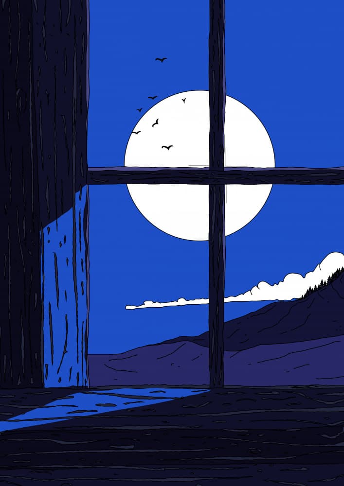 Serene Moonlit Window by Nicholas — canvas wall art