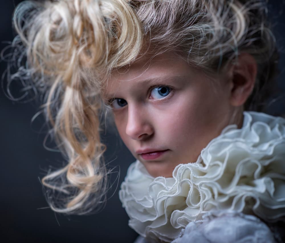 Blonde Girl Ruffled Collar by Ewa Cwikla — canvas wall art