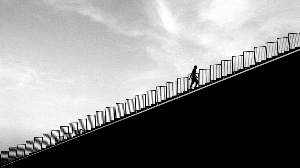 Determined Ascent Black White by Sara-le Elbar — canvas wall art