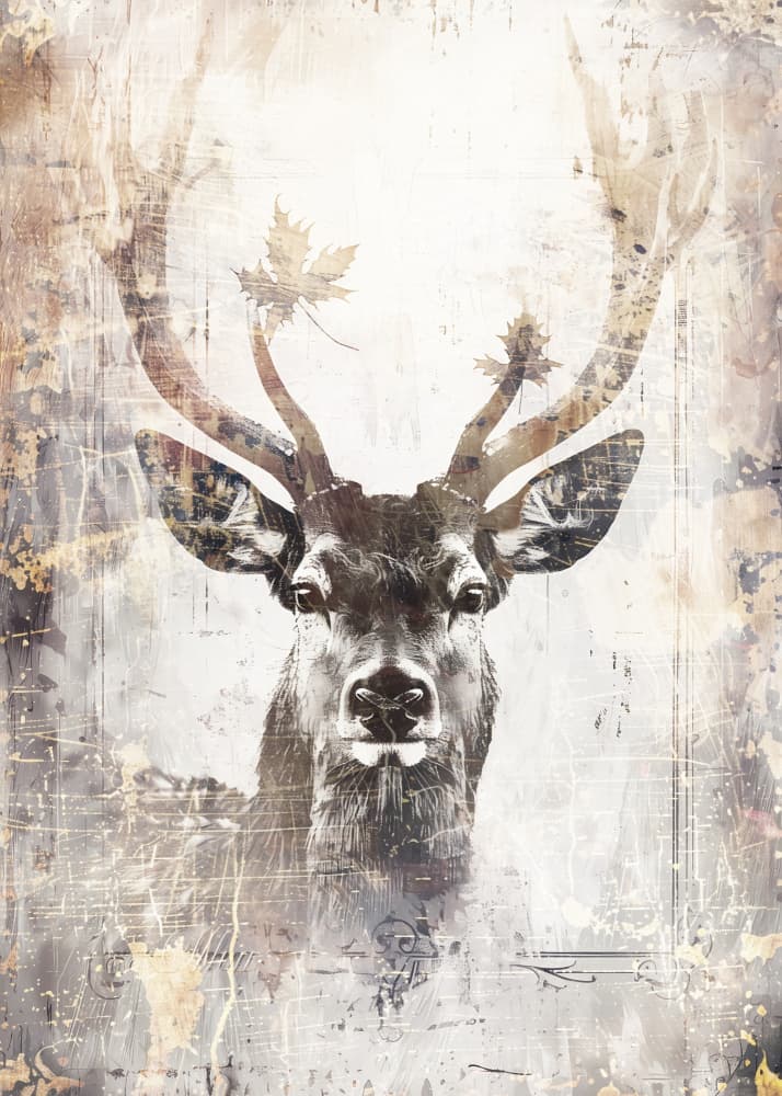 Autumn Stag Grunge by Rafal Kulik — canvas wall art