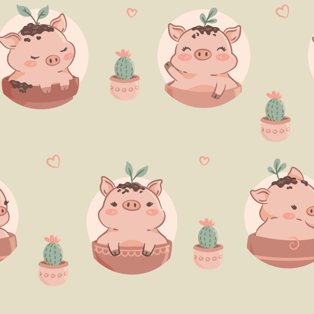 Whimsical Piglet Garden by Weronika Gross — canvas wall art