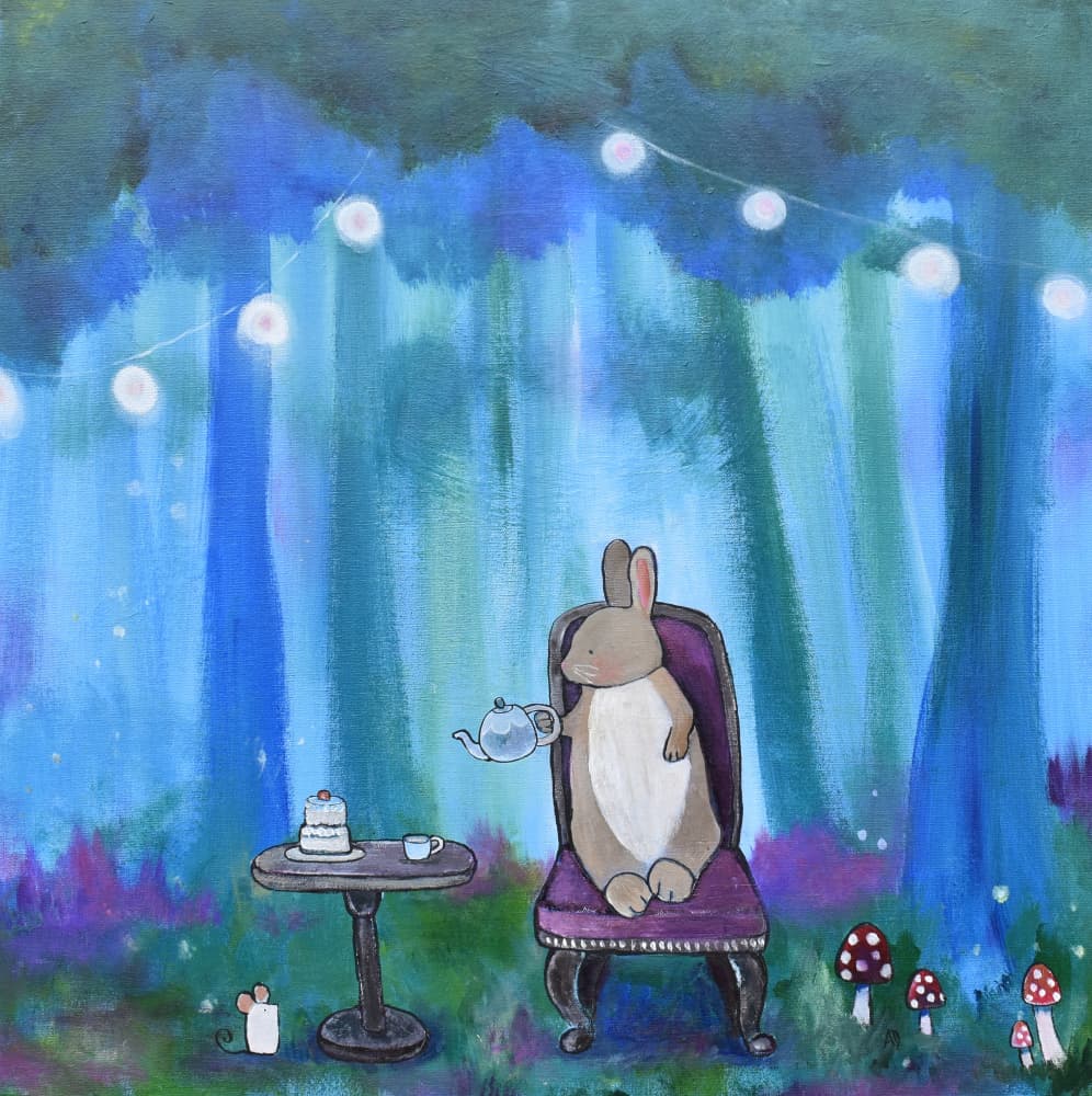 Magic Rabbit Tea Party by Andrea Doss — canvas wall art