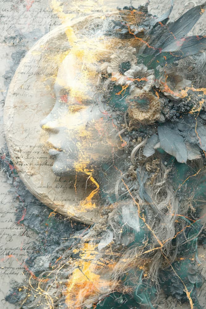 Golden Floral Profile by Rafal Kulik — canvas wall art