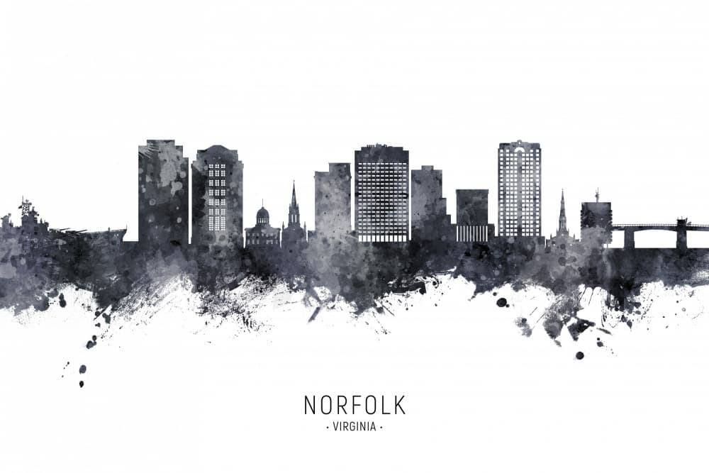 Abstract Norfolk Virginia Skyline by Michael Tompsett — canvas wall art