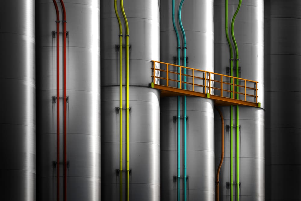 Colorful Industrial Silos by Andrea Comari — canvas wall art
