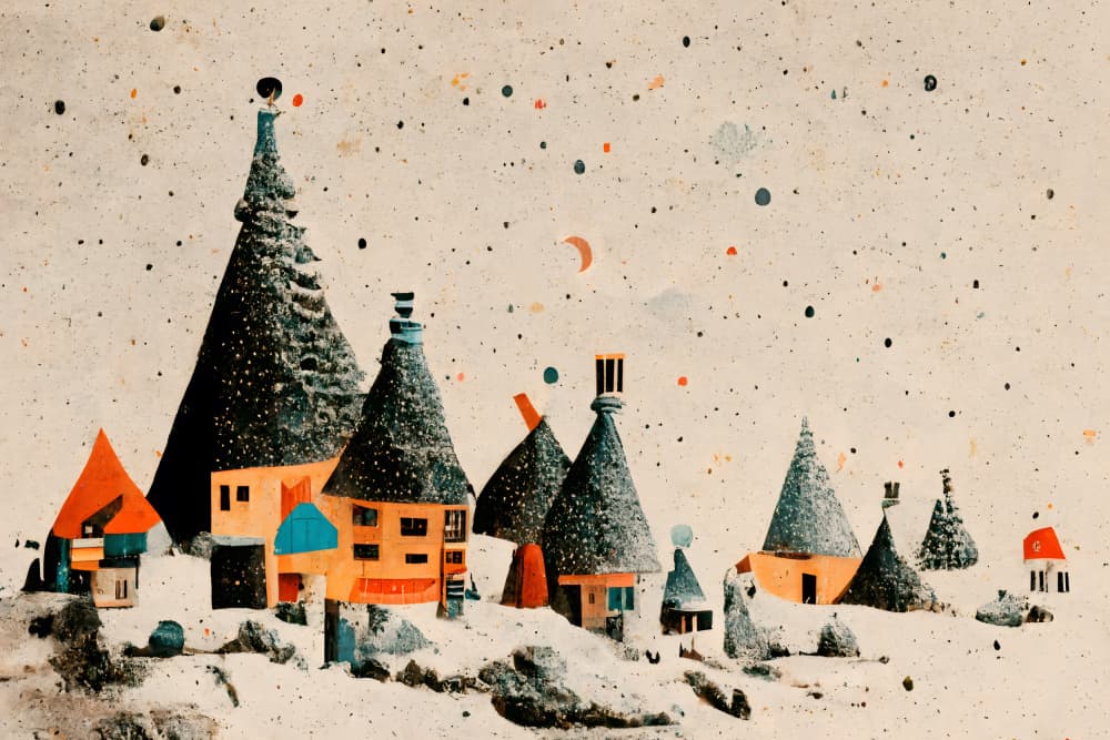 “Whimsical Village” by Treechild — canvas wall art