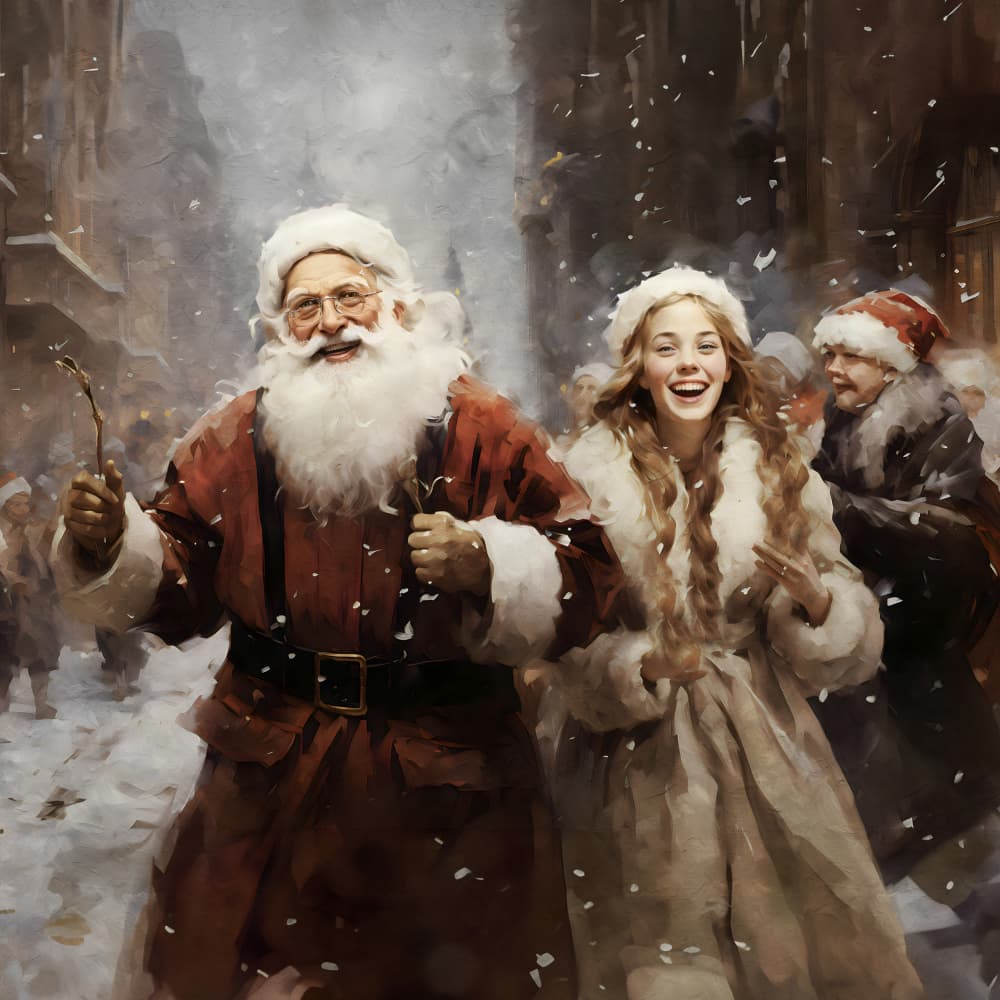 Jolly Winter Stroll by Emel Tunaboylu — canvas wall art