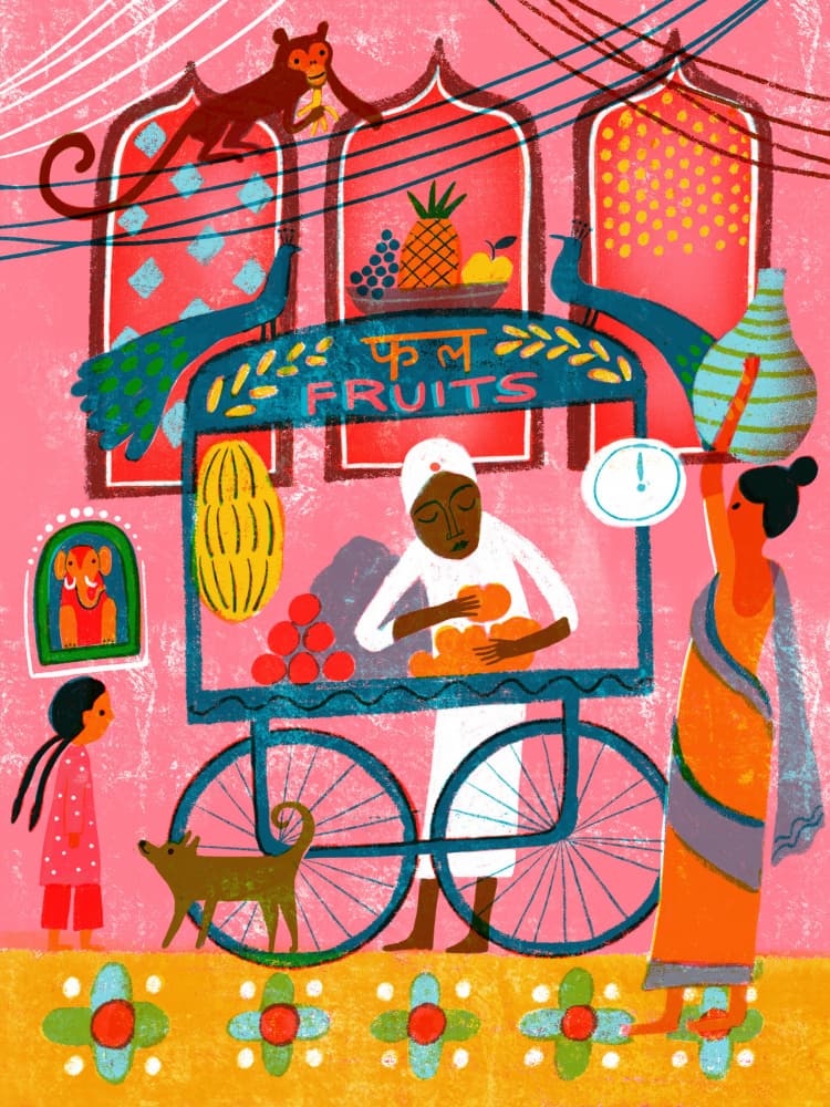 Indian Fruit Market by uta krogmann — canvas wall art