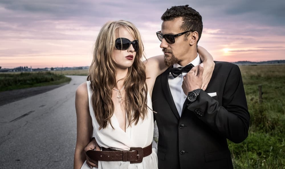 Stylish Couple Sunset Road by Par Soderman — canvas wall art