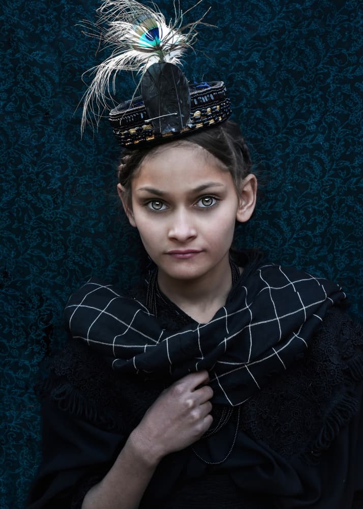 Green Eyed Kalash Girl by Irene Perovich — canvas wall art
