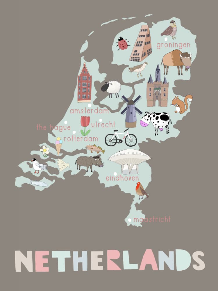 Whimsical Dutch Map by Carla Daly — canvas wall art