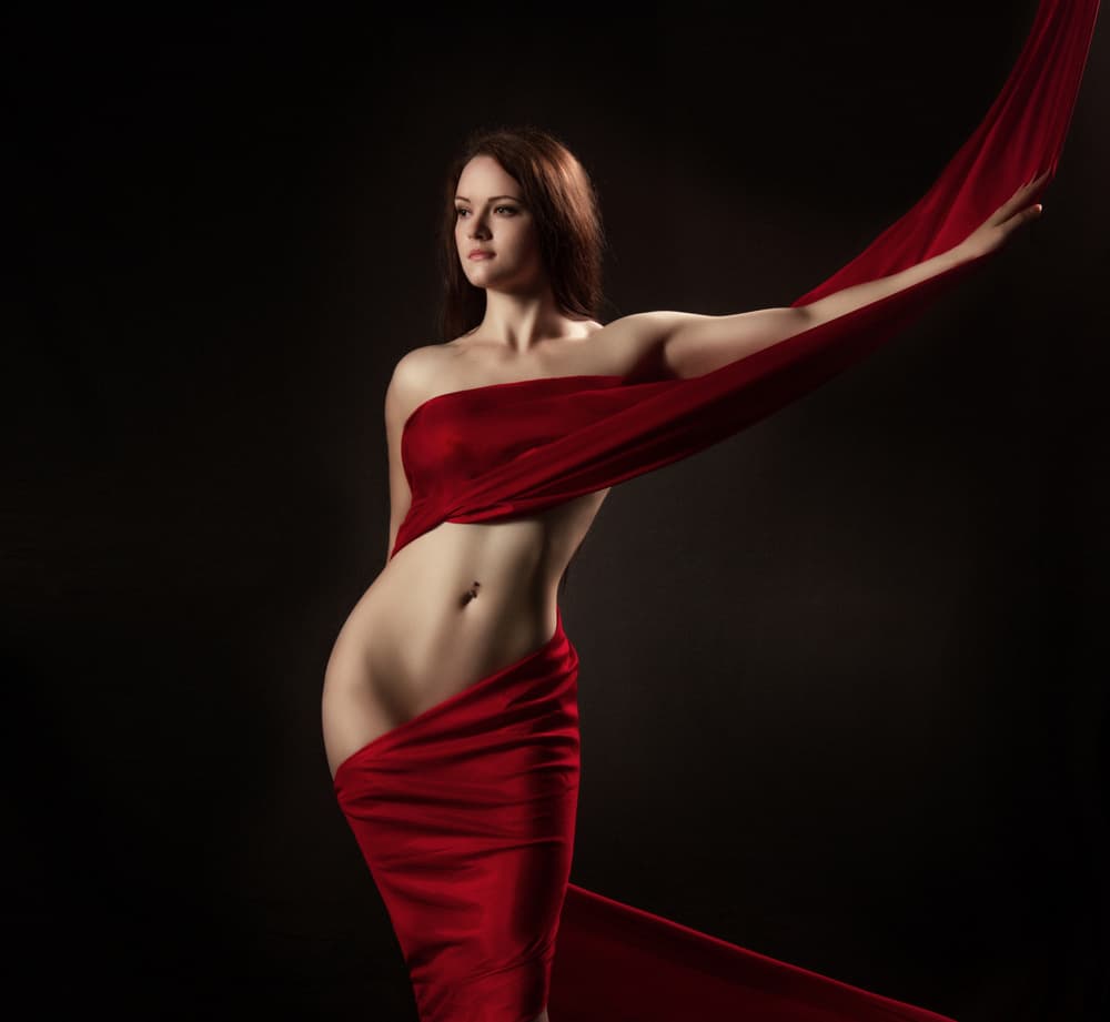 Graceful Woman Red Silk by Аntonik — canvas wall art