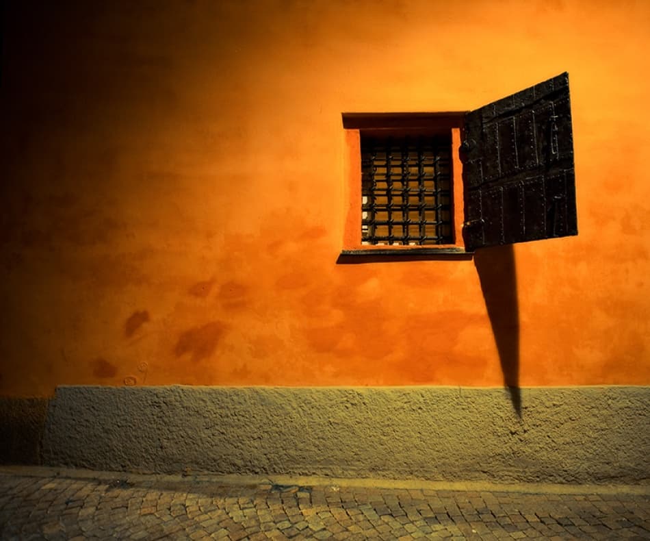 Orange Wall Window Shadow by Par Soderman — canvas wall art