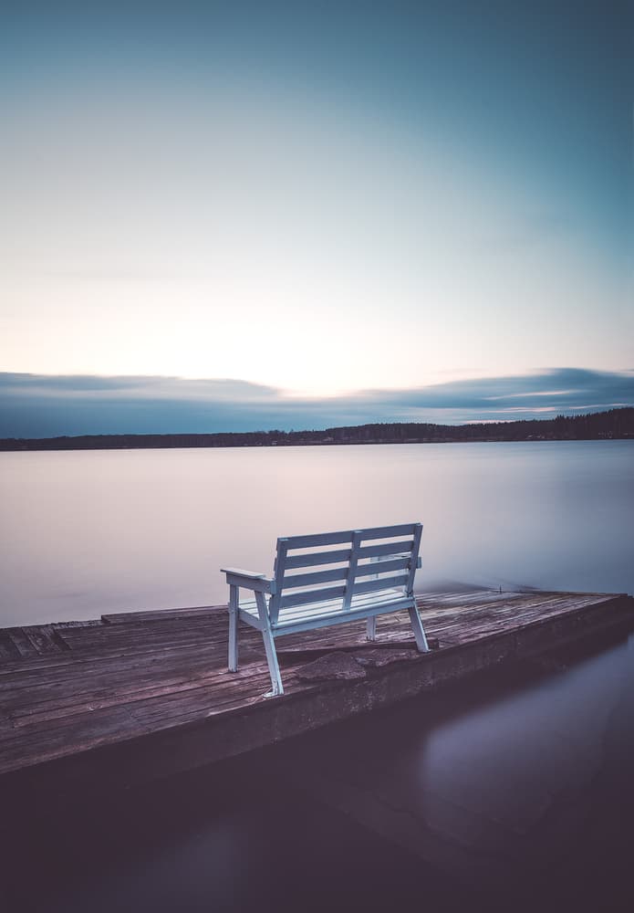 Serene Lake Bench by Christian Lindsten — canvas wall art