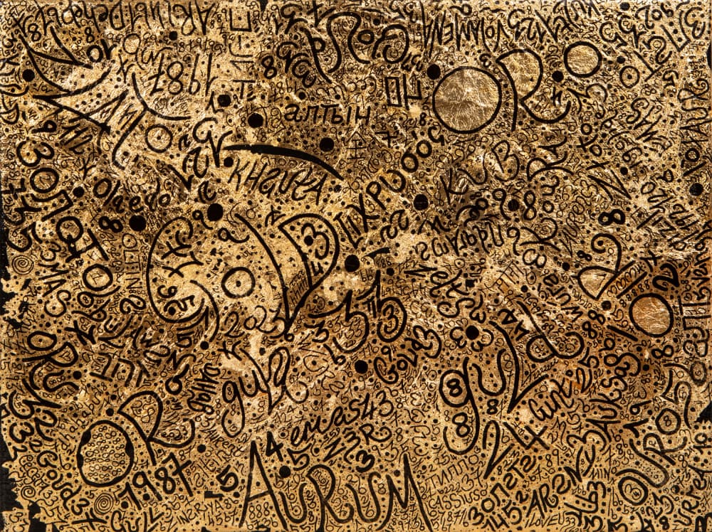 Golden Handwritten Text by Lorenzo A Roe — canvas wall art