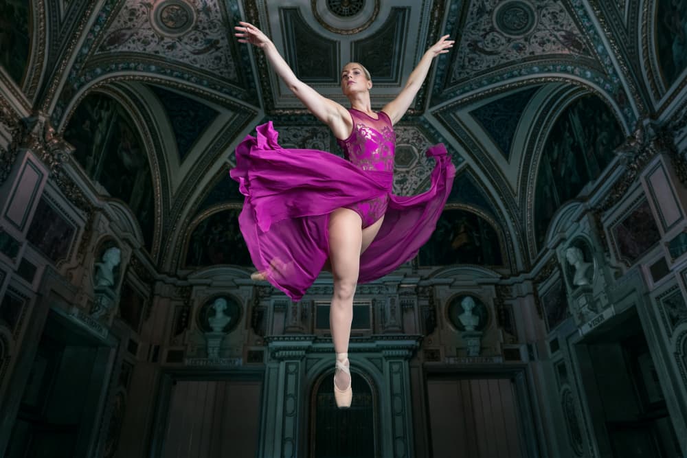Magenta Ballerina Leap by Marcel Egger — canvas wall art