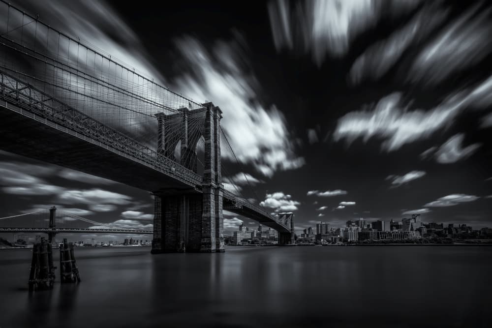 Brooklyn Bridge Drama by Srecko Jubic — canvas wall art
